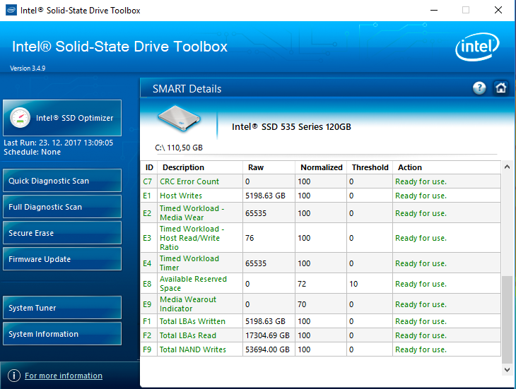 plade liste Gulerod Re: Lifetime of Intel 535 SSD 120GB - Solidigm - 7778